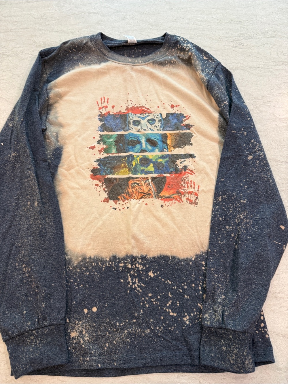 Halloween Crewneck Sweatshirt in Navy and Cream with Multicolor Graphic 🎃👻